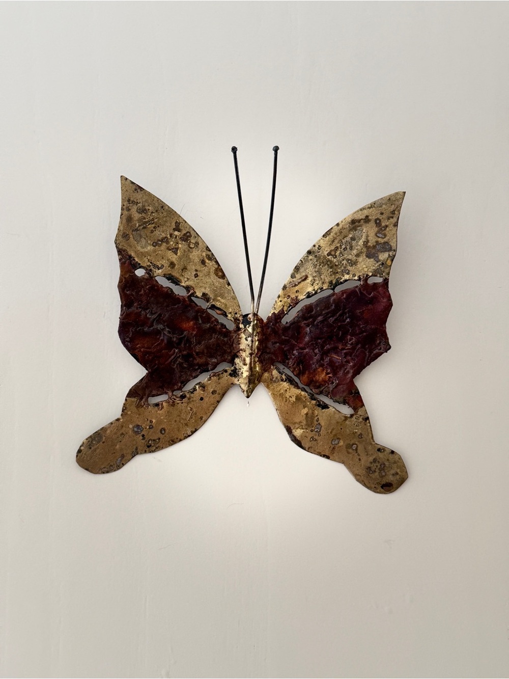 MCM Vintage Brutalist Metal Butterfly Wall Hanging Decor Art Deco